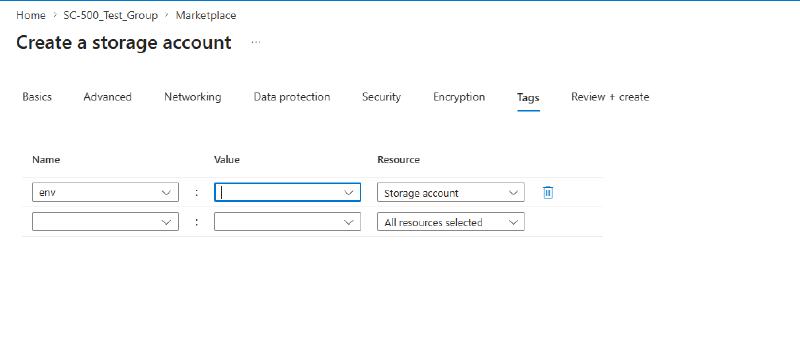 Adding the env tag on the Tags tab