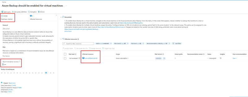 Backup recommendation detail page