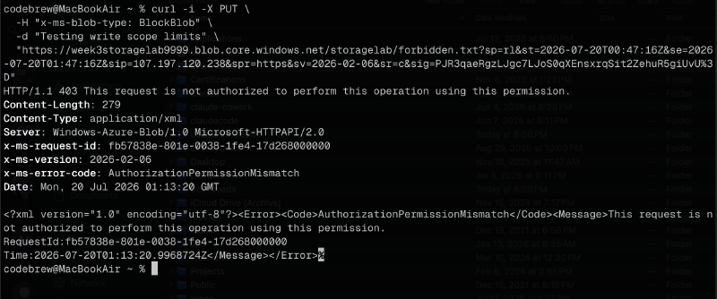Write attempt rejected with 403 Forbidden
