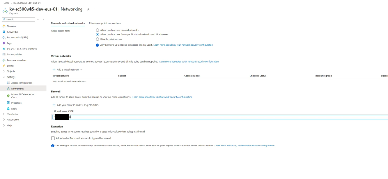 Firewall with the client IP allowed