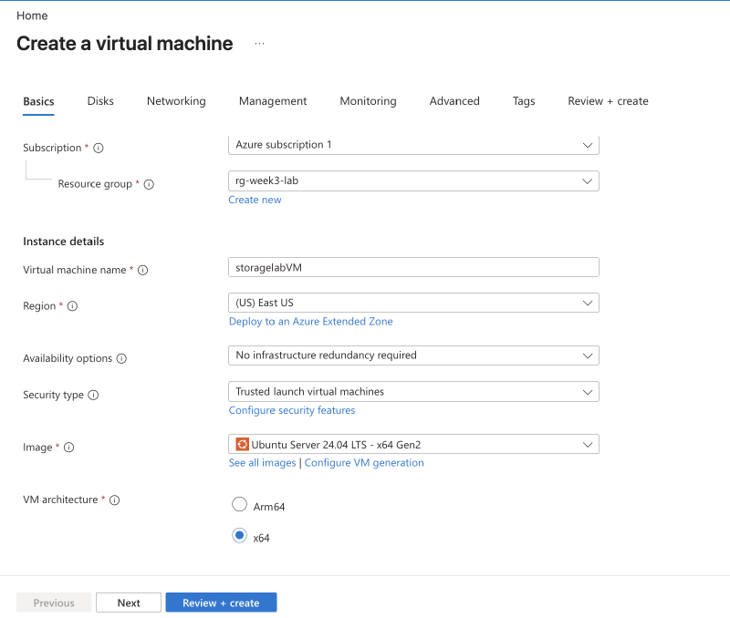 Creating the VNet