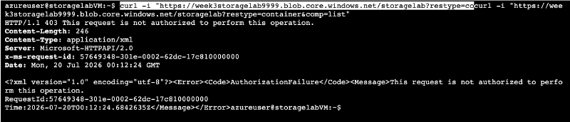 curl from the test VM blocked by the firewall