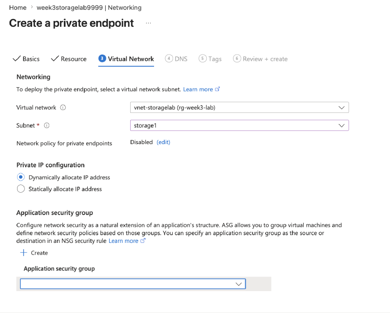 Placing the private endpoint into the VNet subnet