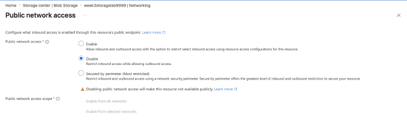 Disabling public network access