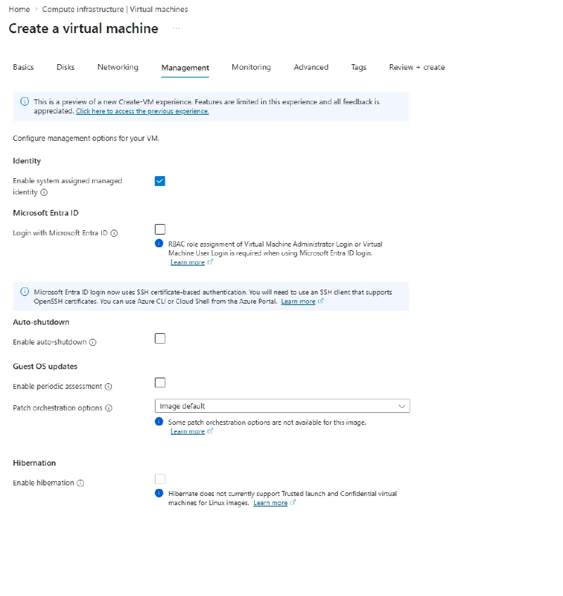 System assigned managed identity enabled