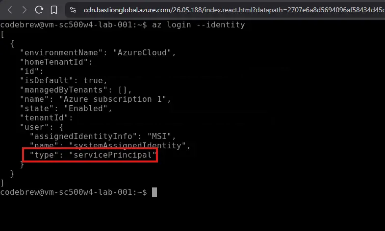 az login &ndash;identity as a service principal
