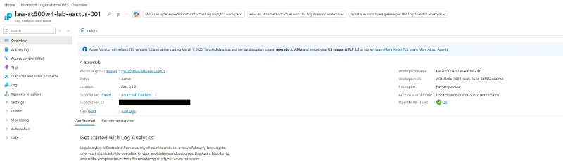 Log Analytics workspace