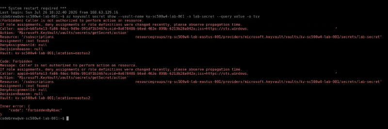 Audit log row showing HttpStatusCode 403
