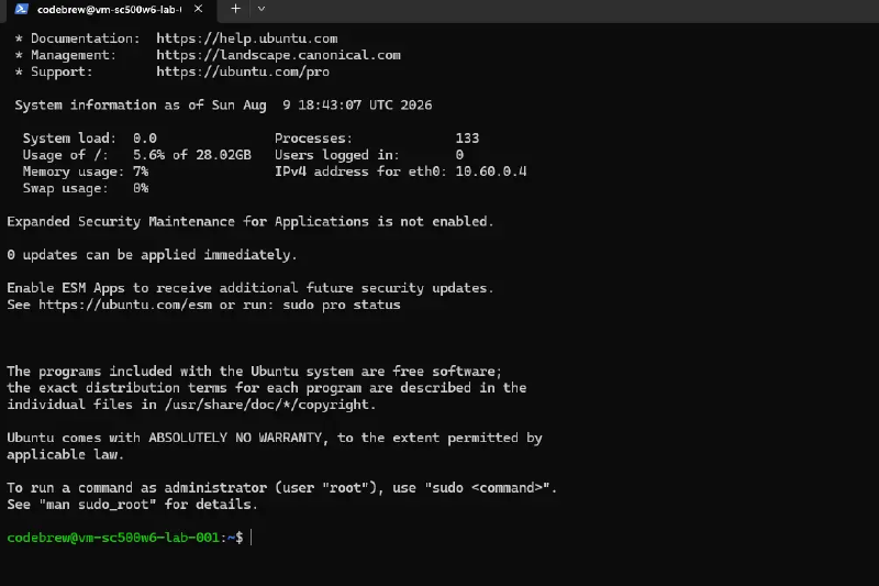 SSH connected before any security admin rule exists