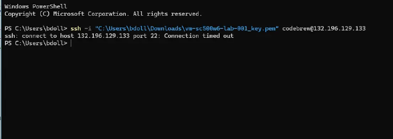 SSH connection timing out